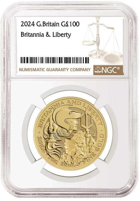 2024 GB £100 1oz Gold Britannia & Liberty NGC Graded