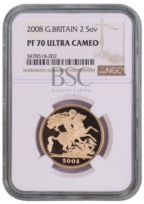Elizabeth II, 2008 Gold Proof Double Sovereign/Two Pounds NGC PF70 Ultra Cameo