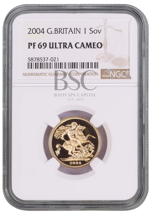 Elizabeth II, 2004 Gold Proof Sovereign NGC PF69 Ultra Cameo