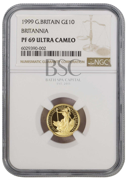 Elizabeth II, 1999 Gold Proof Britannia Ten Pounds NGC PF69 Ultra Cameo