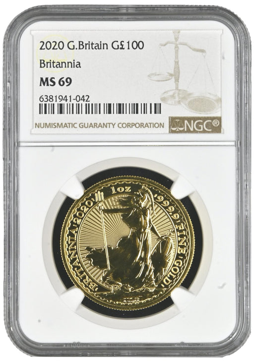 Elizabeth II, 2020 Gold Britannia One Hundred Pounds NGC MS69