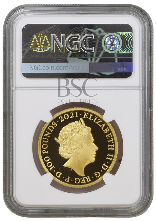Elizabeth II, 2021 Gold Proof 'The Who' One Hundred Pounds NGC PF70
