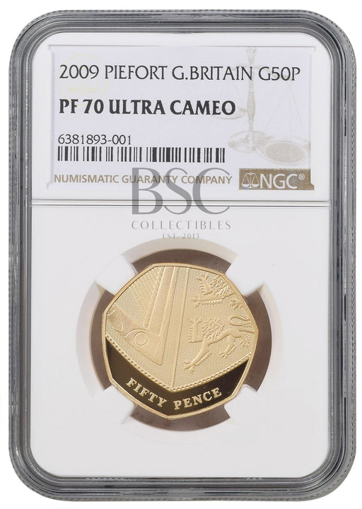 Elizabeth II, 2009 Gold Proof Piedfort Fifty Pence NGC PF70 Ultra Cameo