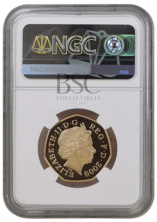 Elizabeth II, 2009 Gold Proof "Victoria Cross" Piedfort Fifty Pence NGC PF69 Ultra Cameo