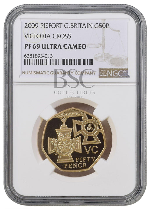 Elizabeth II, 2009 Gold Proof "Victoria Cross" Piedfort Fifty Pence NGC PF69 Ultra Cameo