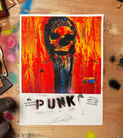 Scarlet Punk - Framed Embellished Screen Print (2022) - Limited Edition of 50 by Lincoln Townley