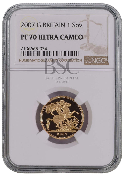 Elizabeth II, 2007 Gold Proof Sovereign NGC PF70 Ultra Cameo