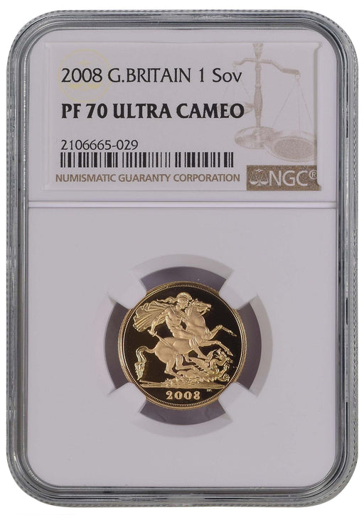 Elizabeth II, 2008 Gold Proof Sovereign NGC PF70 Ultra Cameo