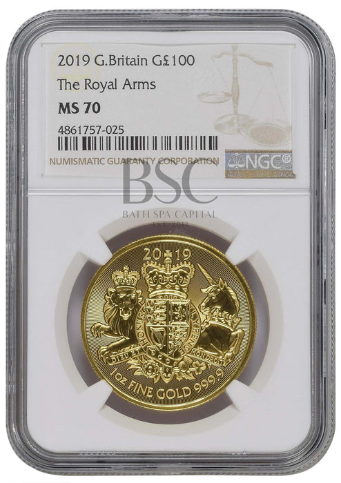 Elizabeth II, 2019 Gold One Hundred Pounds NGC MS70