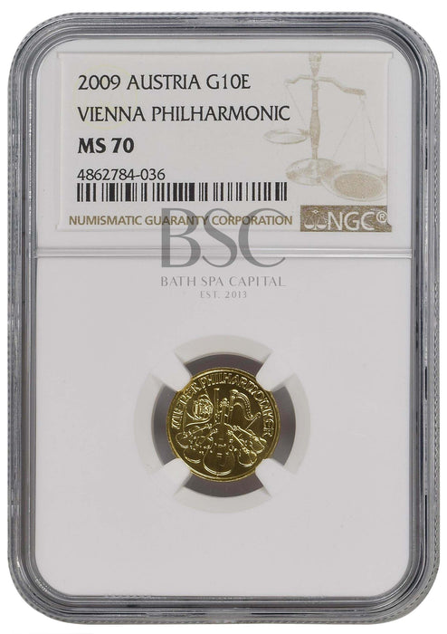 2009 1/10oz Austrian Philharmonic Gold Coin - MS70