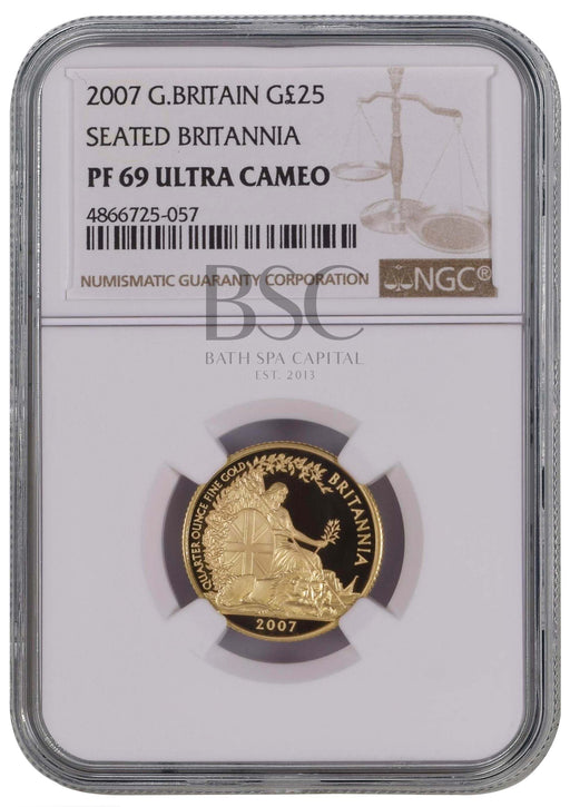 Elizabeth II, 2007 Gold Proof Britannia Twenty Five Pounds NGC PF69 Ultra Cameo