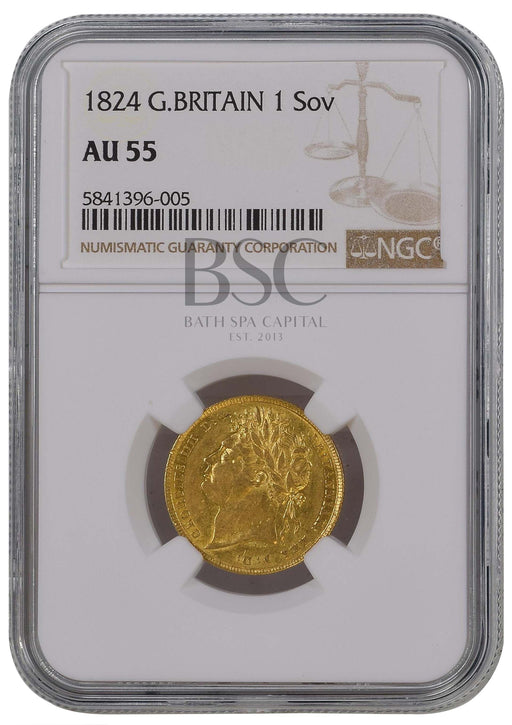 George IV, 1824 Gold Sovereign NGC AU55