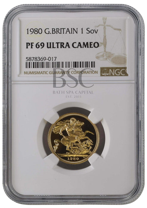 Elizabeth II, 1980 Gold Proof Sovereign NGC PF69 Ultra Cameo