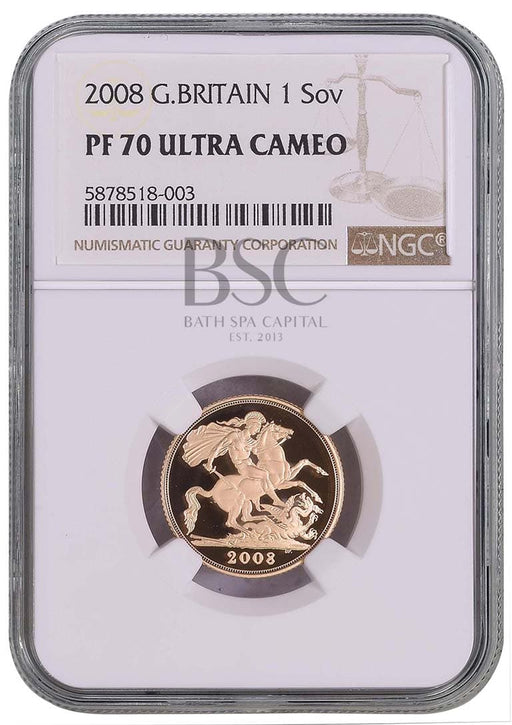 Elizabeth II, 2008 Gold Proof Sovereign NGC PF70 Ultra Cameo