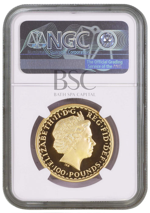 Elizabeth II, 2002 Gold Proof Britannia One Hundred Pounds NGC PF70 Ultra Cameo