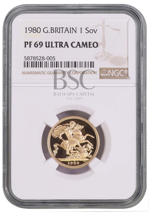 Elizabeth II, 1980 Gold Proof Sovereign NGC PF69 Ultra Cameo