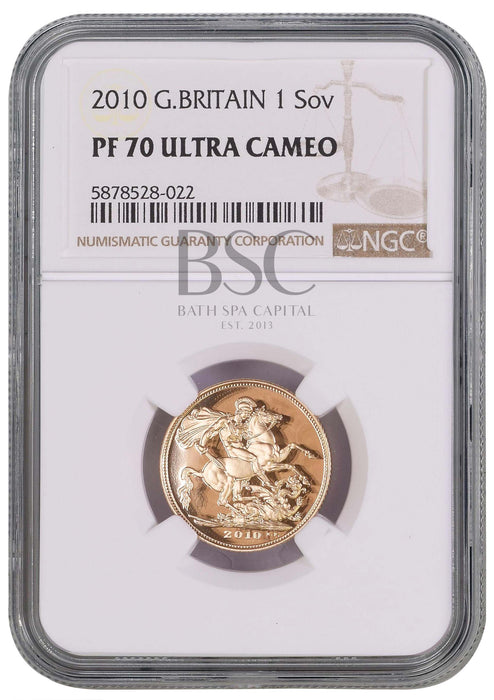 Elizabeth II, 2010 Gold Proof Sovereign NGC PF70 Ultra Cameo
