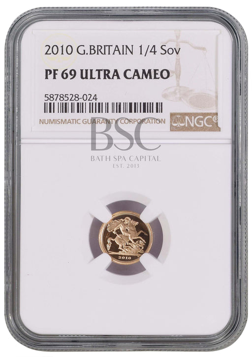 Elizabeth II, 2010 Gold Proof Quarter Sovereign NGC PF69 Ultra Cameo