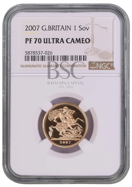 Elizabeth II, 2007 Gold Proof Sovereign NGC PF70 Ultra Cameo