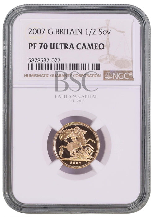 Elizabeth II, 2007 Gold Proof Half Sovereign NGC PF70 Ultra Cameo
