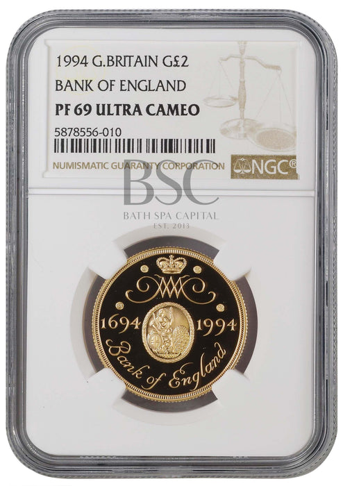 Elizabeth II, 1994 Gold Proof "Bank of England" Two Pounds NGC PF69 Ultra Cameo