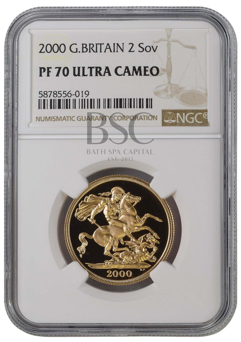 Elizabeth II, 2000 Gold Proof Double Sovereign/Two Pounds NGC PF70 Ultra Cameo