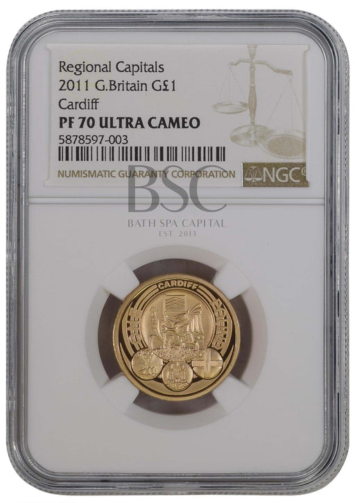 Elizabeth II, 2011 Gold Proof "Cardiff" One Pound NGC PF70 Ultra Cameo
