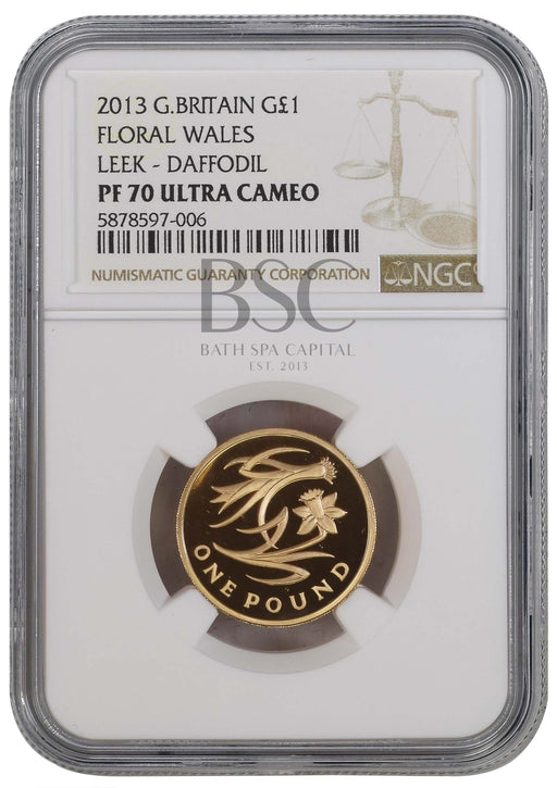 Elizabeth II, 2013 Gold Proof "Wales" One Pound NGC PF70 Ultra Cameo