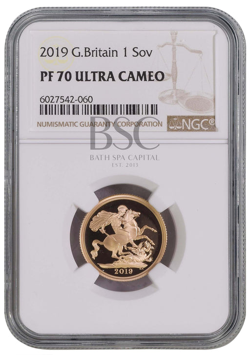 Elizabeth II, 2019 Gold Proof Sovereign NGC PF70 Ultra Cameo