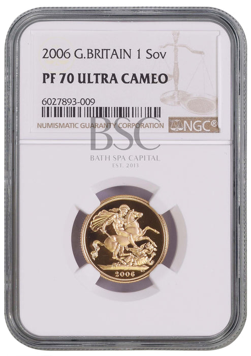 Elizabeth II, 2006 Gold Proof Sovereign NGC PF70 Ultra Cameo