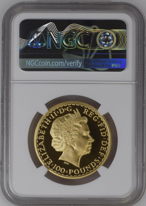 Elizabeth II, 2005 Gold Proof Britannia One Hundred Pounds NGC PF69 Ultra Cameo