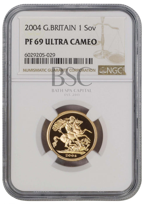 Elizabeth II, 2004 Gold Proof Sovereign NGC PF69 Ultra Cameo