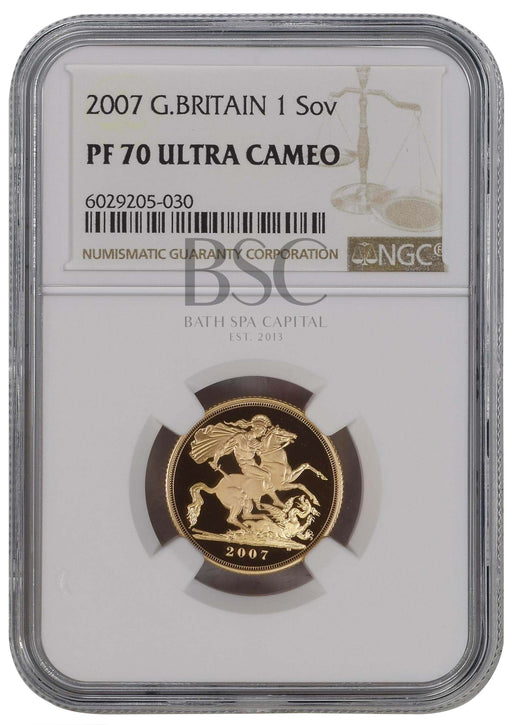 Elizabeth II, 2007 Gold Proof Sovereign NGC PF70 Ultra Cameo