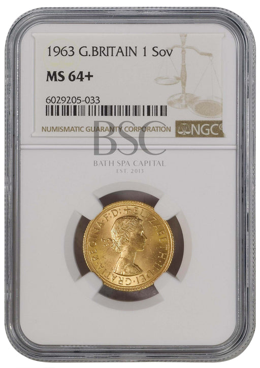 Elizabeth II, 1964 Gold Sovereign NGC MS64+