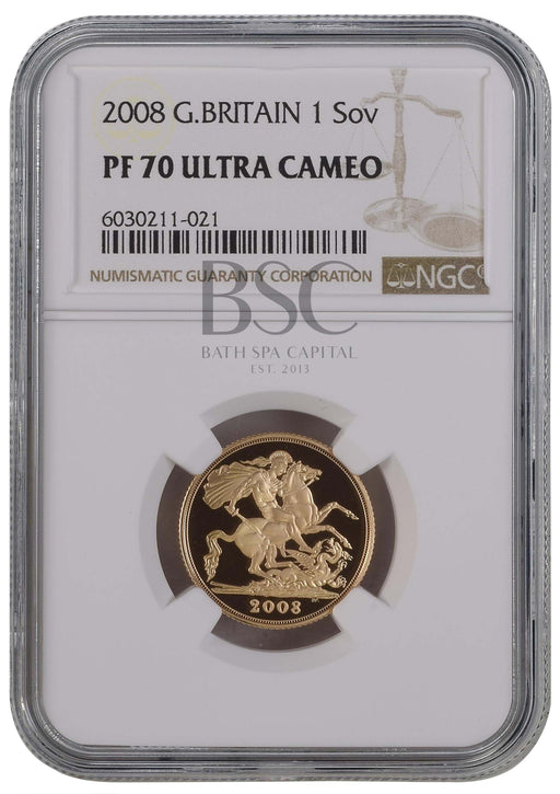 Elizabeth II, 2008 Gold Proof Sovereign NGC PF70 Ultra Cameo