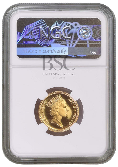 Elizabeth II, 1985 Gold Proof Sovereign NGC PF70 Ultra Cameo