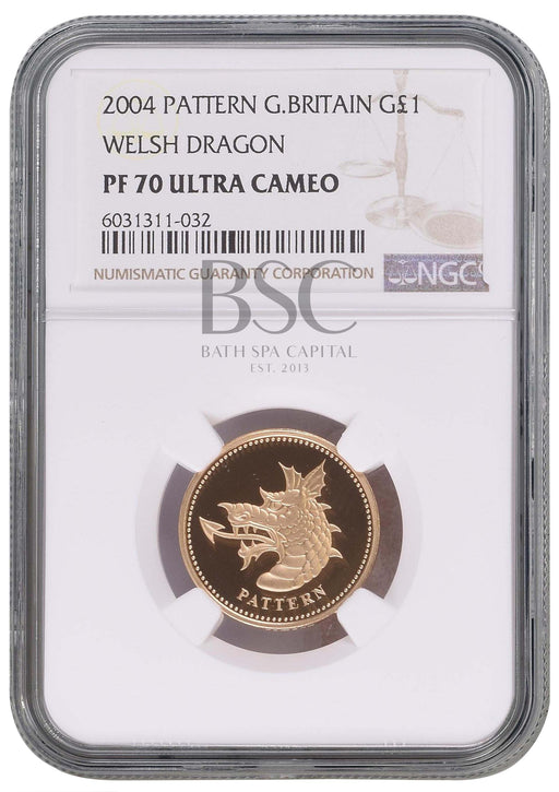 Elizabeth II, 2004 Gold Proof "Welsh Dragon" Pattern One Pound NGC PF70