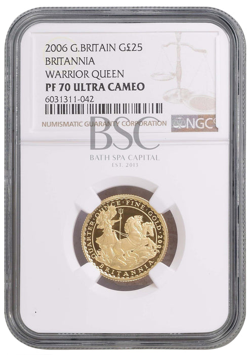 Elizabeth II, 2006 Gold Proof Britannia Twenty Five Pounds NGC PF70 Ultra Cameo
