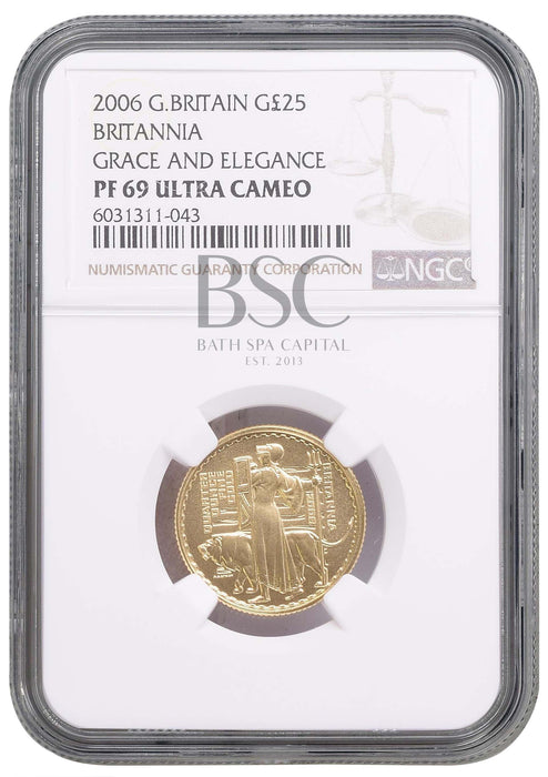 Elizabeth II, 2006 Gold Proof Britannia Twenty Five Pounds NGC PF69