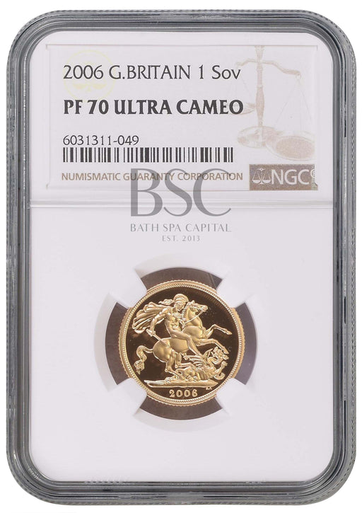 Elizabeth II, 2006 Gold Proof Sovereign NGC PF70 Ultra Cameo