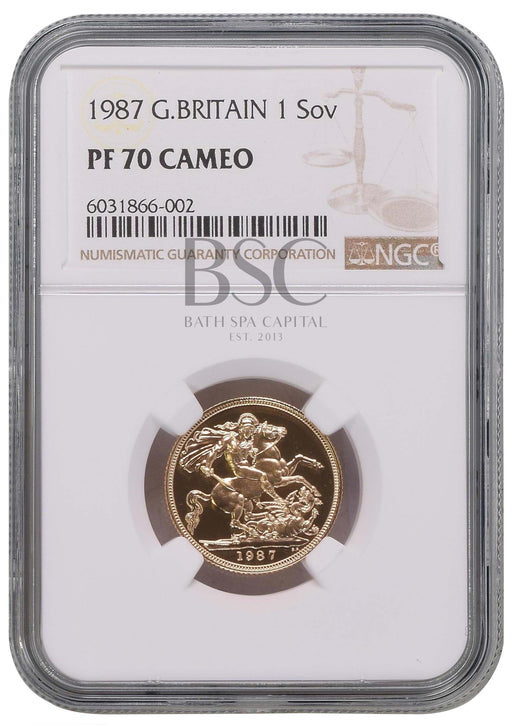 Elizabeth II, 1987 Gold Proof Sovereign NGC PF70 Ultra Cameo