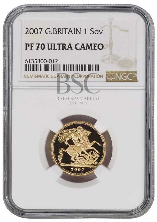 Elizabeth II, 2007 Gold Proof Sovereign NGC PF70 Ultra Cameo