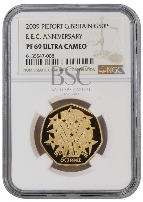 Elizabeth II, 2009 Gold Proof Piedfort Fifty Pence NGC PF69 Ultra Cameo