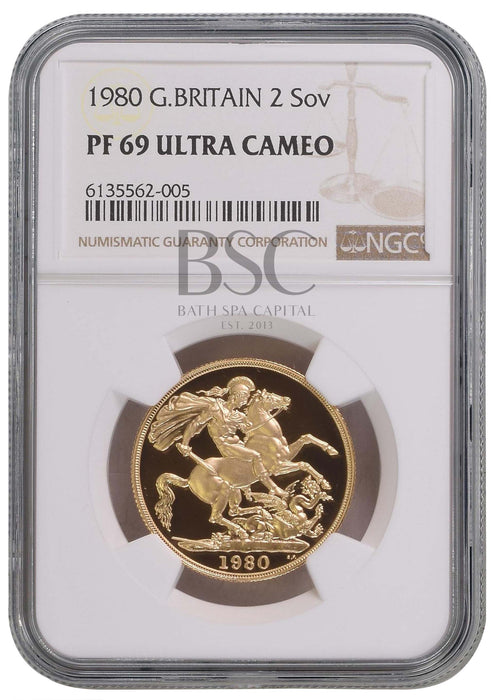 Elizabeth II, 1980 Gold Proof Double Sovereign/Two Pounds NGC PF70 Ultra Cameo