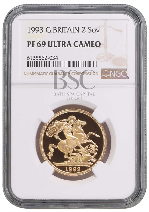 Elizabeth II, 1993 Gold Proof Double Sovereign/Two Pounds NGC PF69 Ultra Cameo