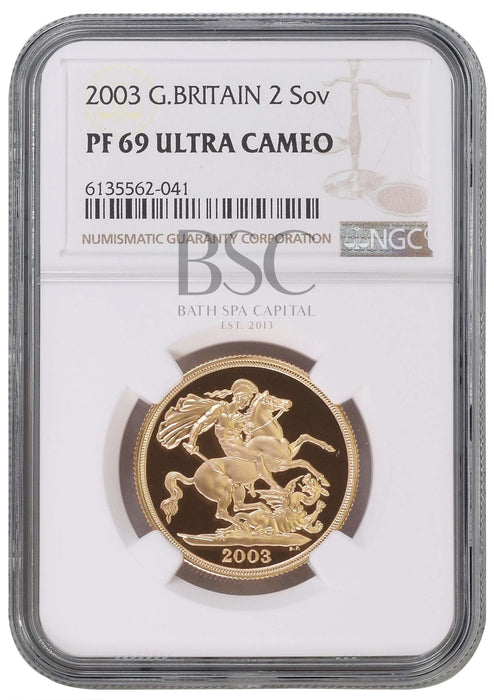 Elizabeth II, 2003 Gold Proof Double Sovereign/Two Pounds NGC PF69 Ultra Cameo