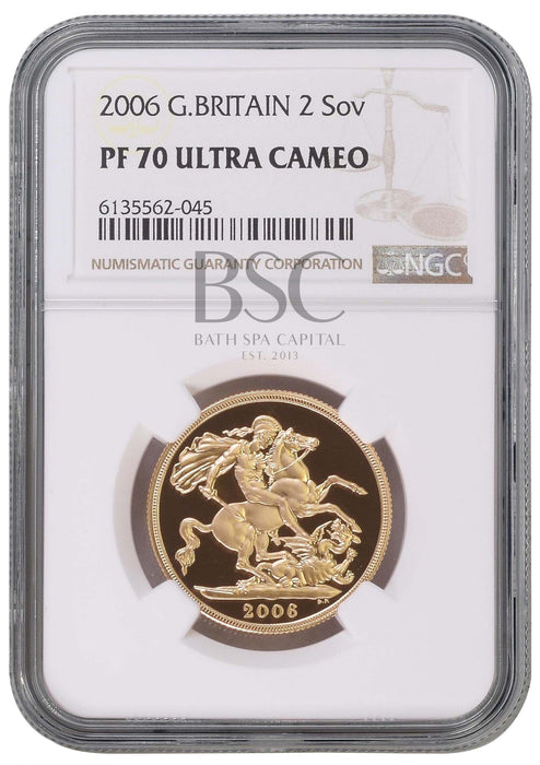 Elizabeth II, 2006 Gold Proof Double Sovereign/Two Pounds NGC PF70 Ultra Cameo