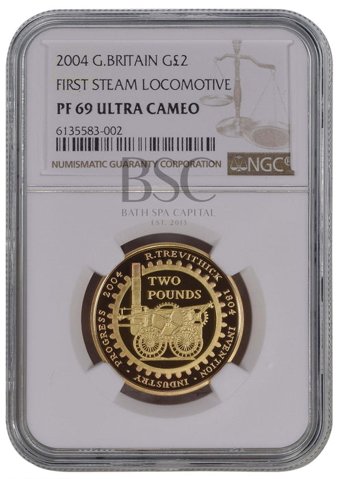 Elizabeth II, 2004 Gold Proof "Steam Locomotive" Two Pounds NGC PF69 Ultra Cameo
