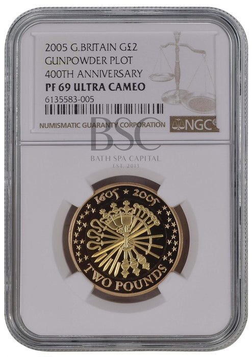 Elizabeth II, 2005 Gold Proof "Gunpowder Plot" Two Pounds NGC PF69 Ultra Cameo
