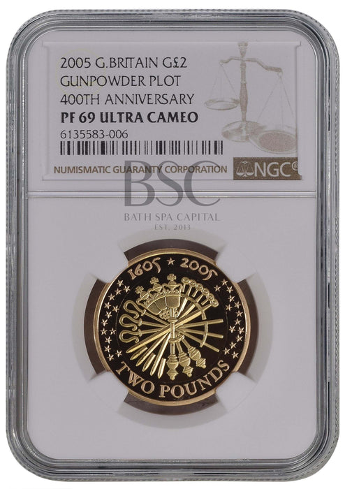 Elizabeth II, 2005 Gold Proof "Gunpowder Plot" Two Pounds NGC PF69 Ultra Cameo